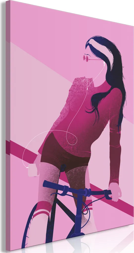 Quadro Verticale 80x120 Donna in Bici - Stampa su Tela TNT h-A-0147-b-a