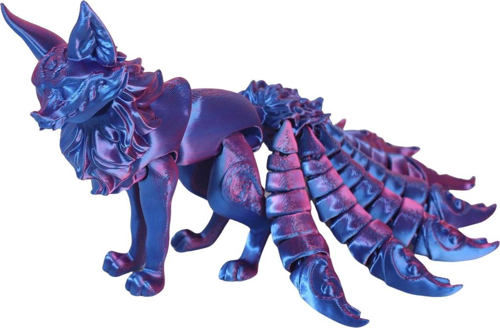 3D-gedrucktes Fuchs-Ornament, neunschwänzige Fuchsfigur mit beweglichen Schwänzen und Gliedmaßen, Tier-Actionfigur, flexibles Zappelspielzeug zu...