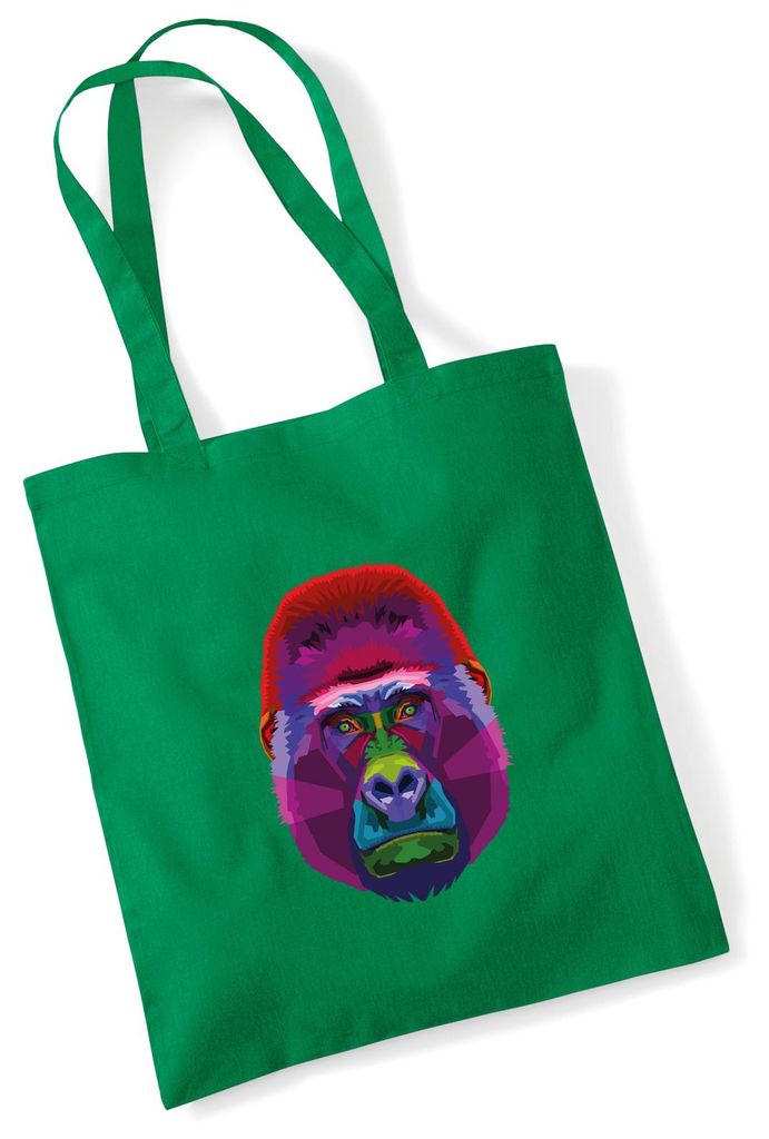 Huuraa Jutebeutel Gorilla Colorful 10 Liter Kelly Green Baumwolle Tasche Geschenkidee