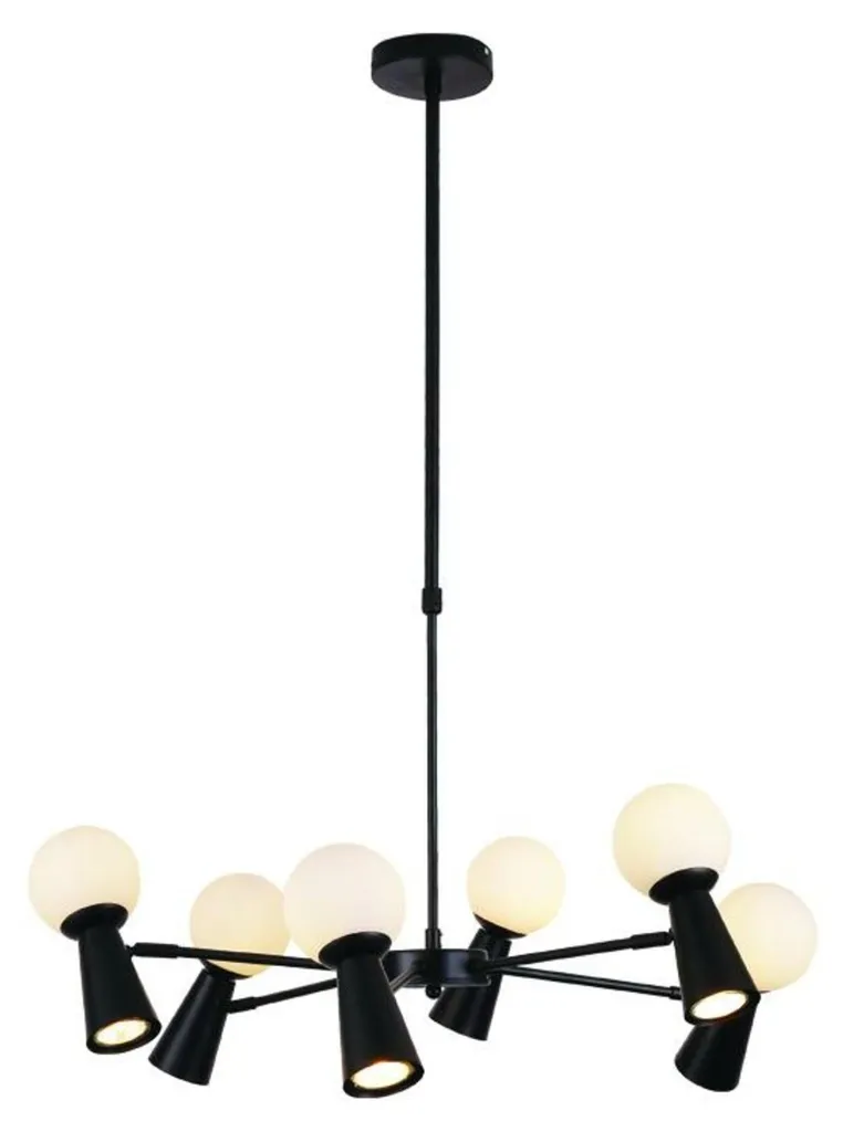 Lustre suspension design KIMOLOS en métal noir et blanc D72x120 cm