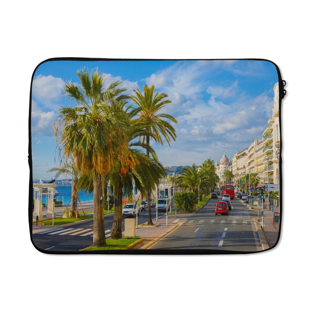 MuchoWow Laptop Hülle 13 Zoll Frankreich - Palmen - Stadt Laptoptasche - Laptophülle - Sleeve - Rundumschutz