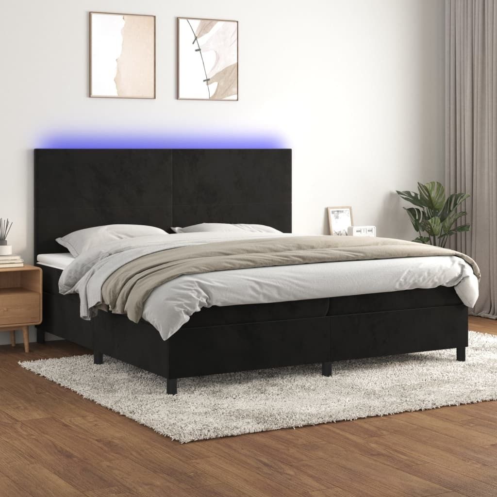 Maison Exclusive - Boxspringbett mit Matratze & LED Schwarz 200x200 cm Samt