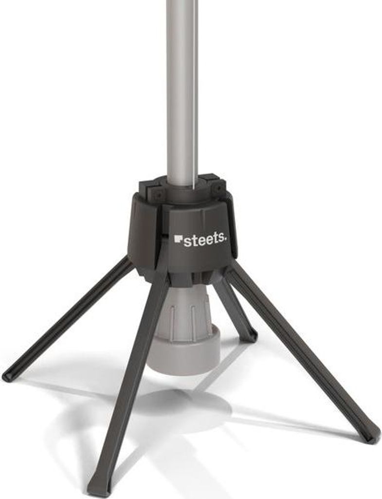 The base of a walking aid with a tripod stand.