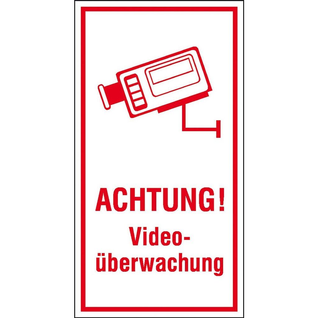 SafetyMarking Hinweisaufkleber "Achtung! Videoüberwachung " rechteckig 8,0 x 15,0 cm
