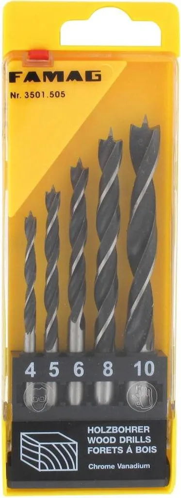 Serie Punte Elicoidali Legno CV - Set Accessori Trapano Alta Resistenza - 1