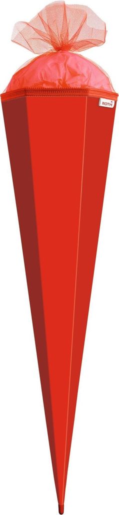 Bastel-Schultüte groß rot - 85 cm 6-eckig - extra stabil durch Rot(h)-Spitze mit farbigem Tüll-Verschluss
