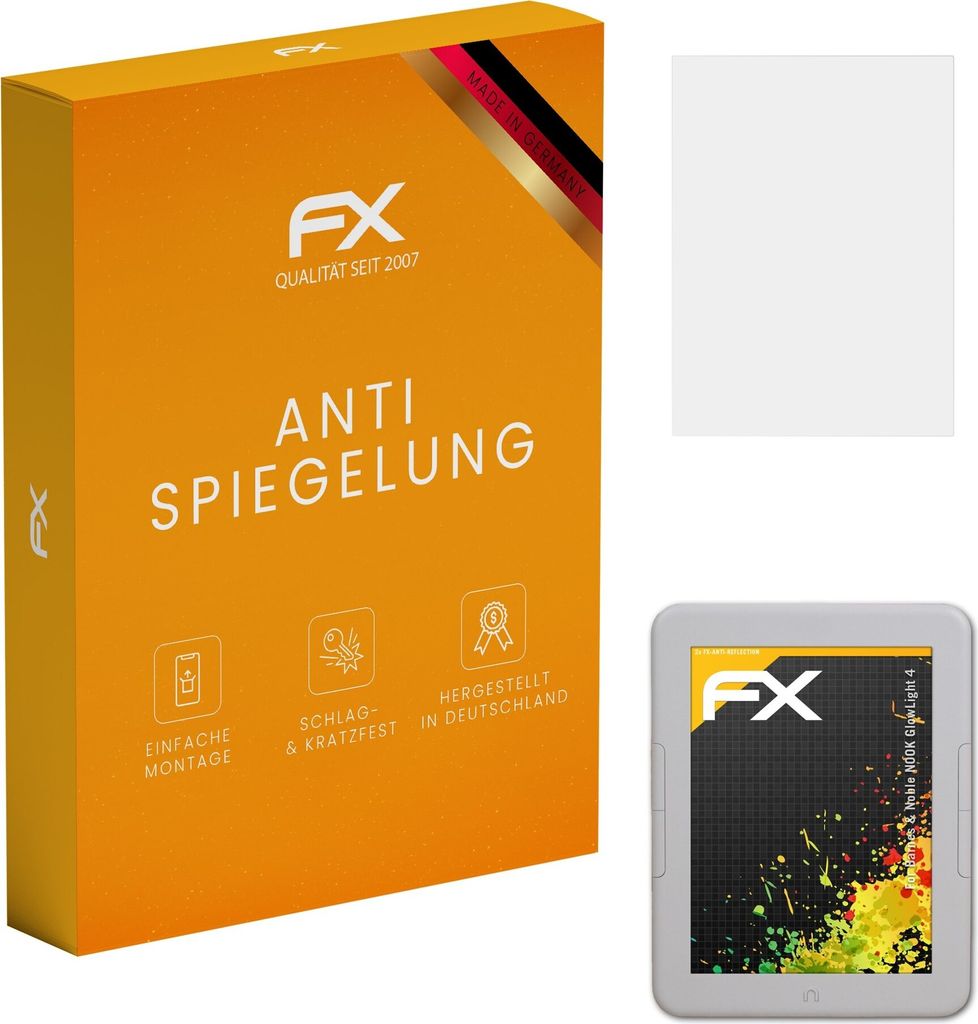 atFoliX FX-Antireflex 2x Schutzfolie kompatibel mit Barnes & Noble NOOK GlowLight 4 Displayfolie