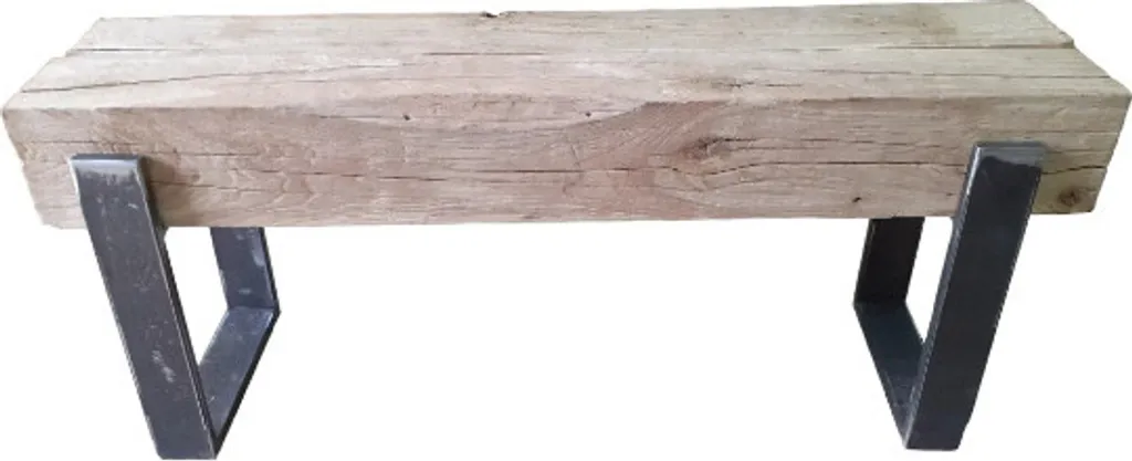 Meuble TV Lowboard en bois de chêne poutre et métal industriel chic