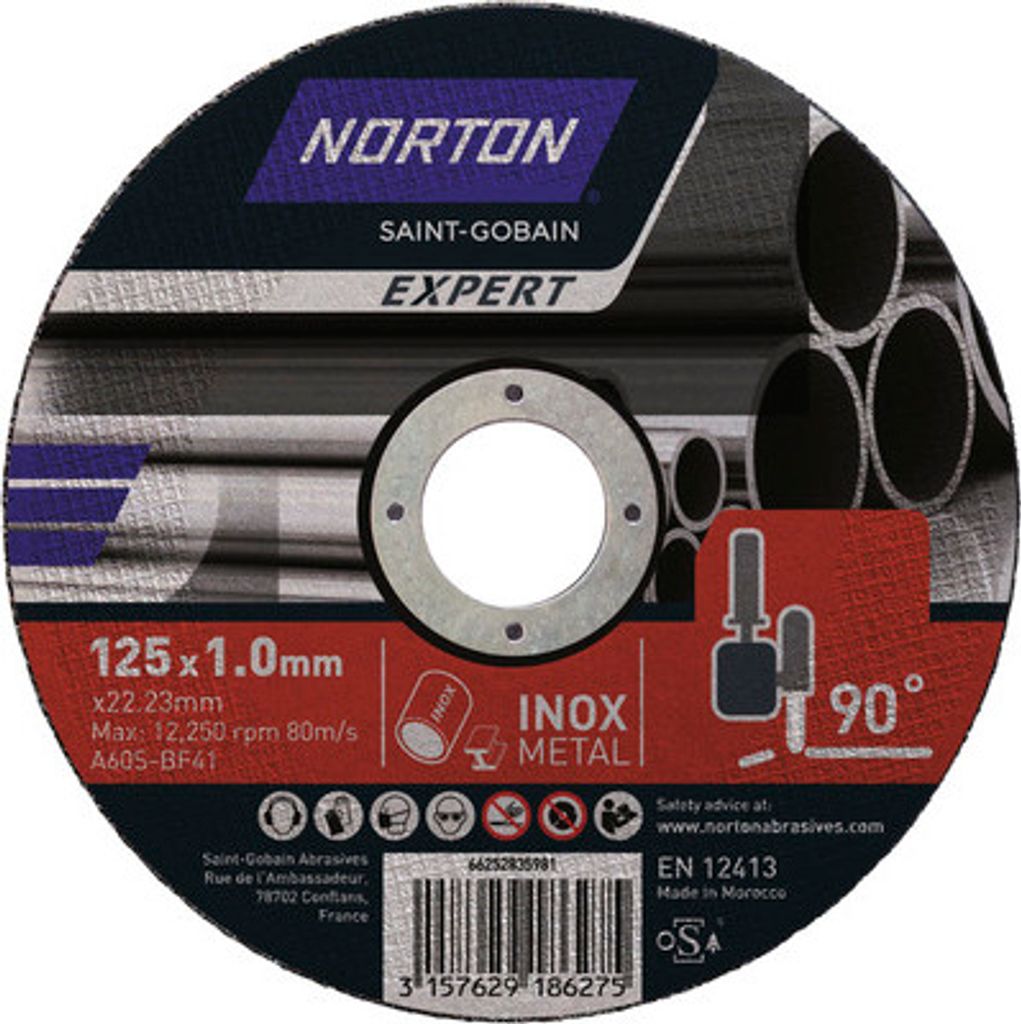 Expert Trennscheibe Norton Metal/Inox Ø 125x22,23x1,0 mm, 25 Stück