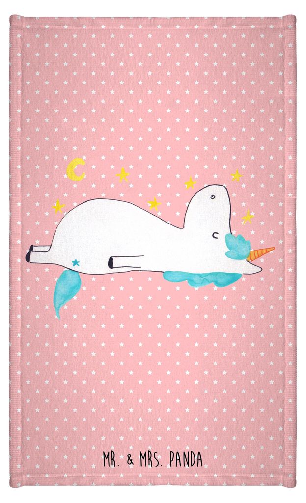 Mr. & Mrs. Panda Handtuch Einhorn Sternenhimmel - Rot Pastell - Geschenk, Verrückt, Unicorn, Einhörner, Sterne, gäste wc, Klein, Baumwollhandtuc...