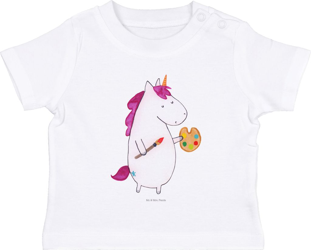 Mr. & Mrs. Panda T-Shirt Einhorn Künstler 12. - 18. Monat - Weiß - Geschenk, Babyshirt, Zeichnen, Kinder, Malen, Unicorn, Baby, Einhörner, Welt,...