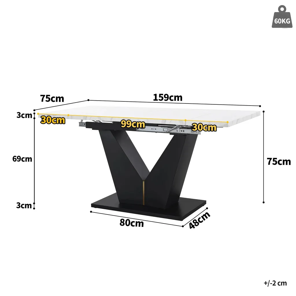 Table à manger modulable blanche pour 4-6 convives - Idéale petits espaces