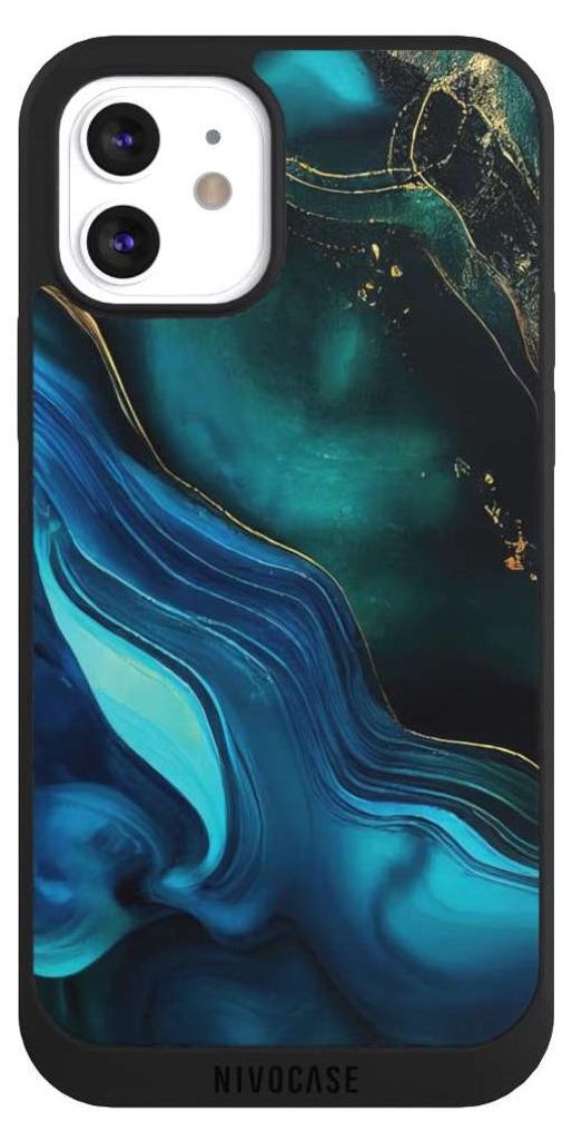 NIVOCASE Handyhülle für Apple iPhone 12 Hülle NIVOpure Case Schwarz Art Farbverlauf Marmor