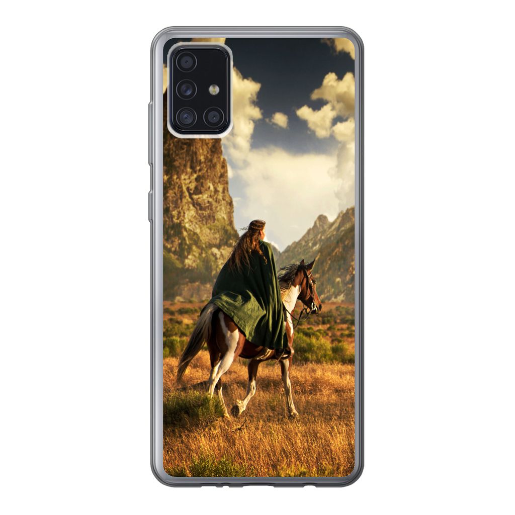 MuchoWow Handyhülle Schutzhülle Hülle für Samsung Galaxy A52 5G Pferd - Reiter - Natur Silikon Softcase Handy Hülle - Umschlag