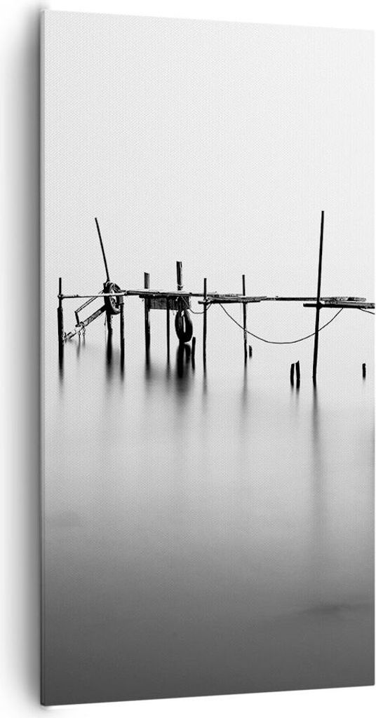 Bild auf Leinwand - Leinwandbild - Meer Brücke Wasser - 65x120cm - Wand Bild - Wanddeko - Leinwanddruck - Bilder - Kunstdruck - Wanddekoration - L...