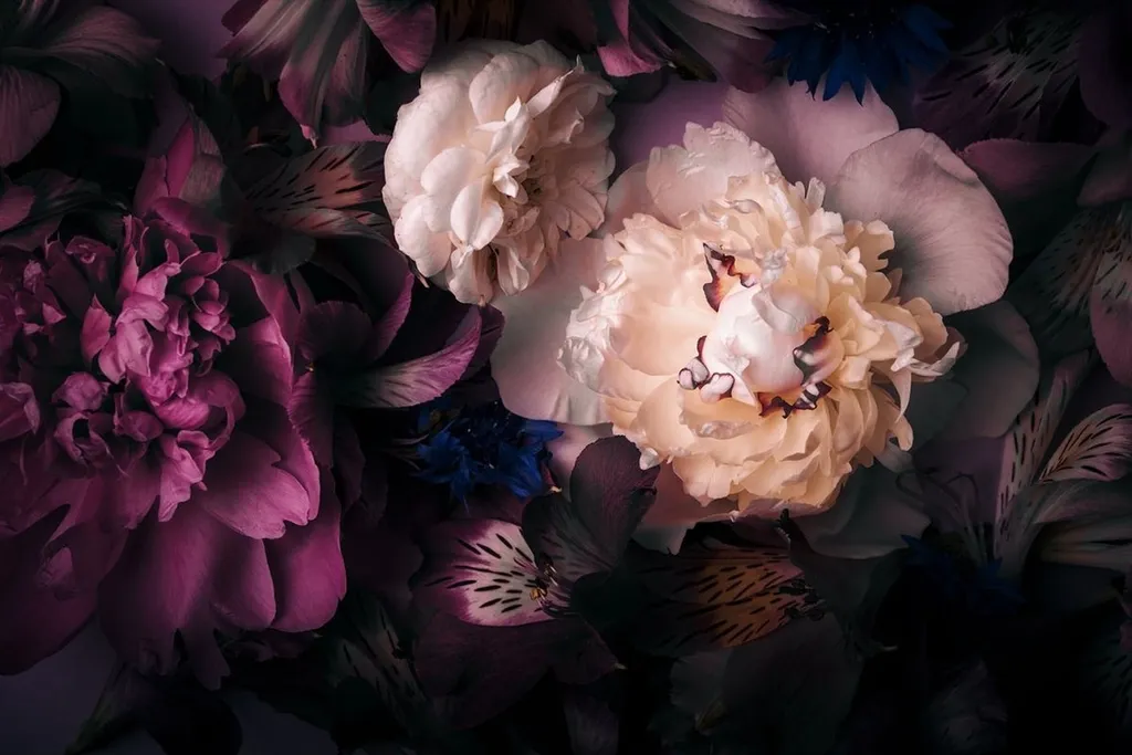 Tableau vitrail fleurs 3D violet rose 120x80 cm - Déco murale moderne