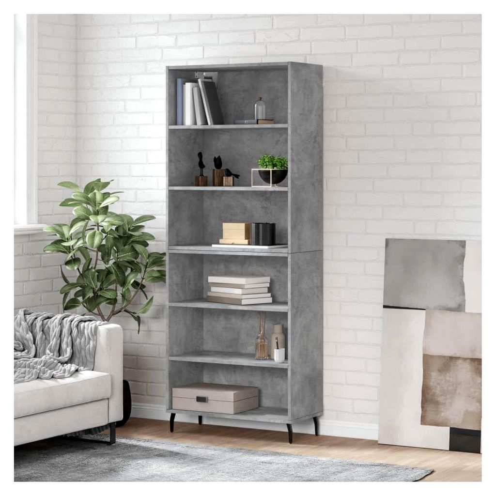 Highboard in Betongrau 69,5x32,5x180 cm aus Holzwerkstoff