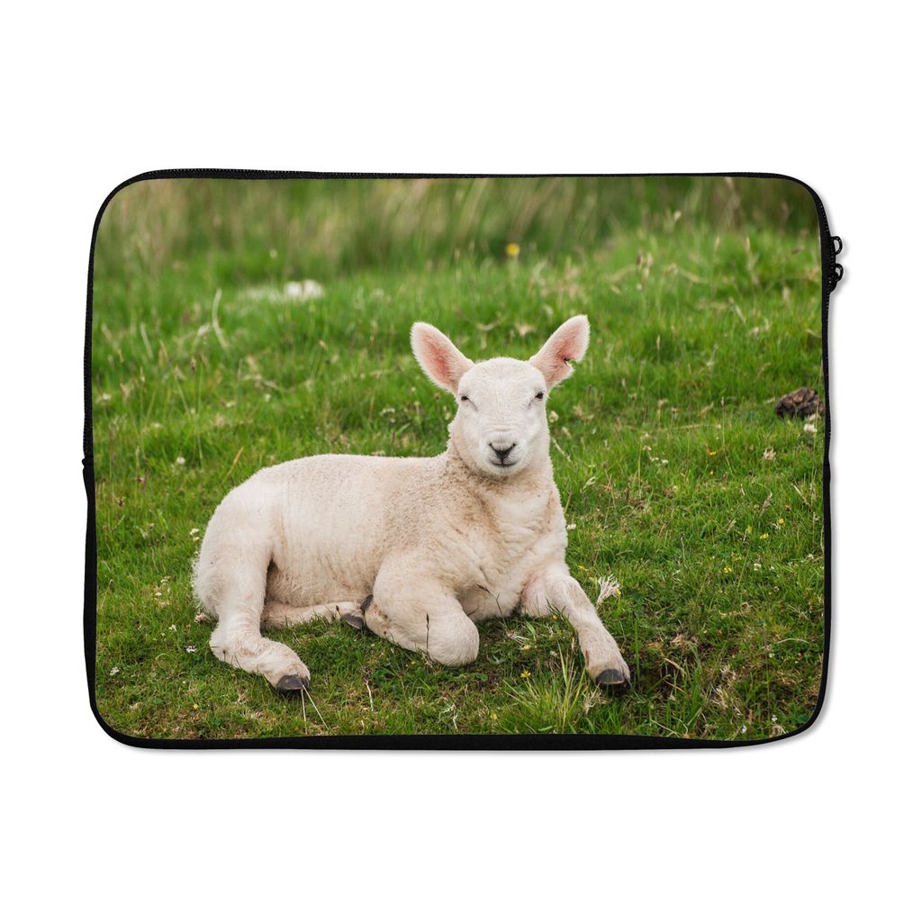 MuchoWow Laptop Hülle 17 Zoll Laptoptasche Schafe - Tiere - Lamm - Zipper - Schutzabdeckung