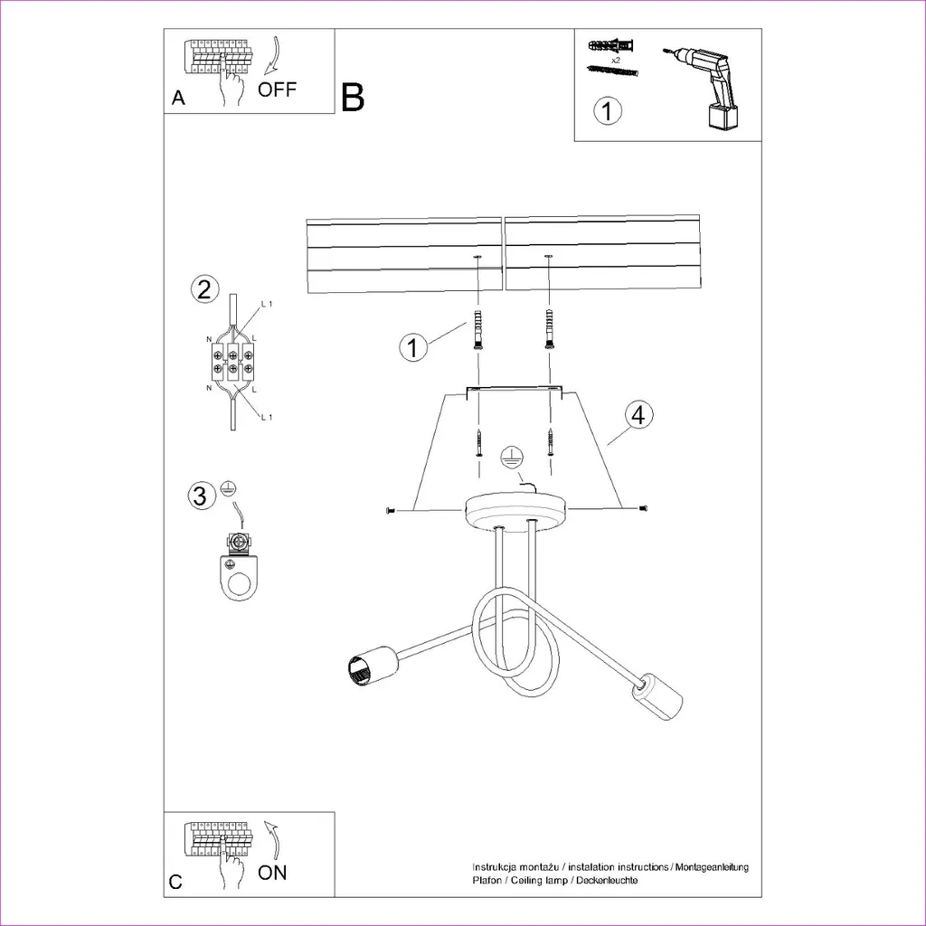 Lustre LOOP 2 Blanc Solution Éclairage Double E27 Acier Robuste - 10