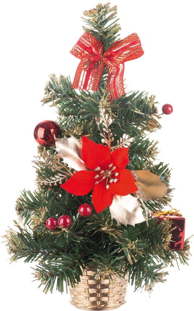 MagicHome Vánoční stromeček, zdobený, červený, 30 cm Obrázek produktu 