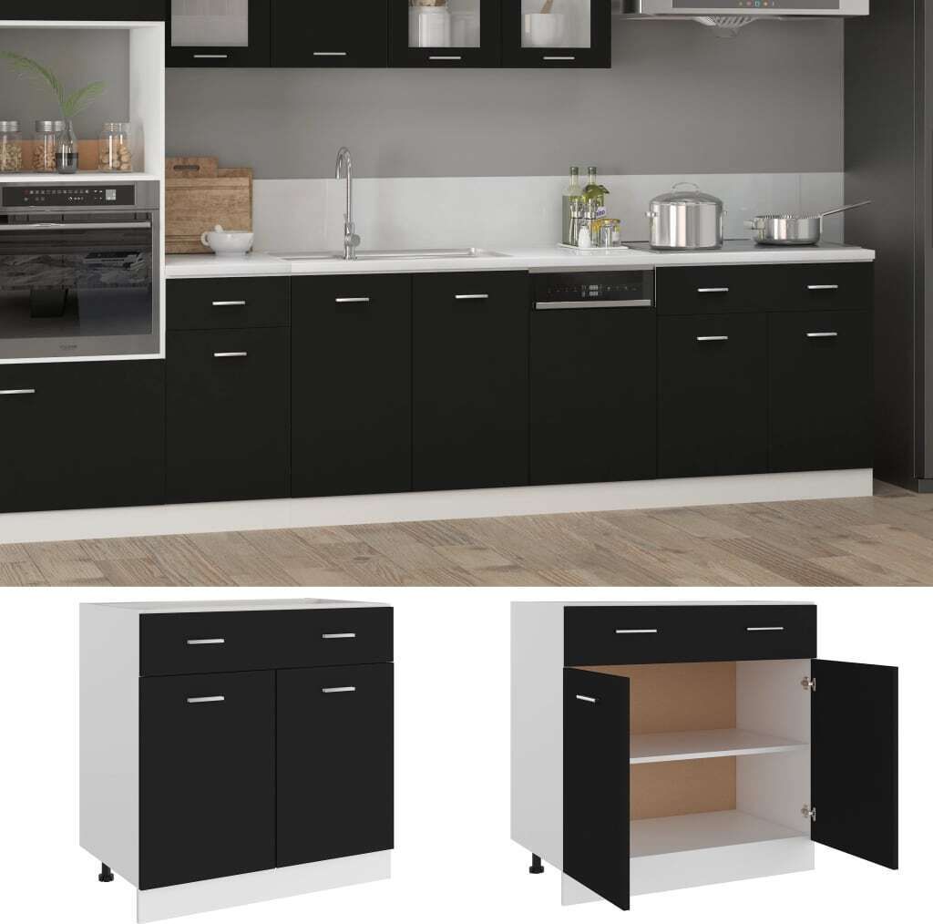 vidaXL Schubunterschrank Schwarz 80x46x81,5 cm Produktbild 