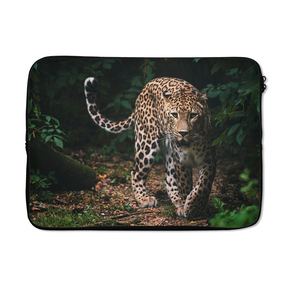 MuchoWow Laptop Hülle 14 ZollWildtiere - Leopard - Dschungel - Natur Laptoptasche - Laptoptasche - Stoßsicher - Schutzhaube