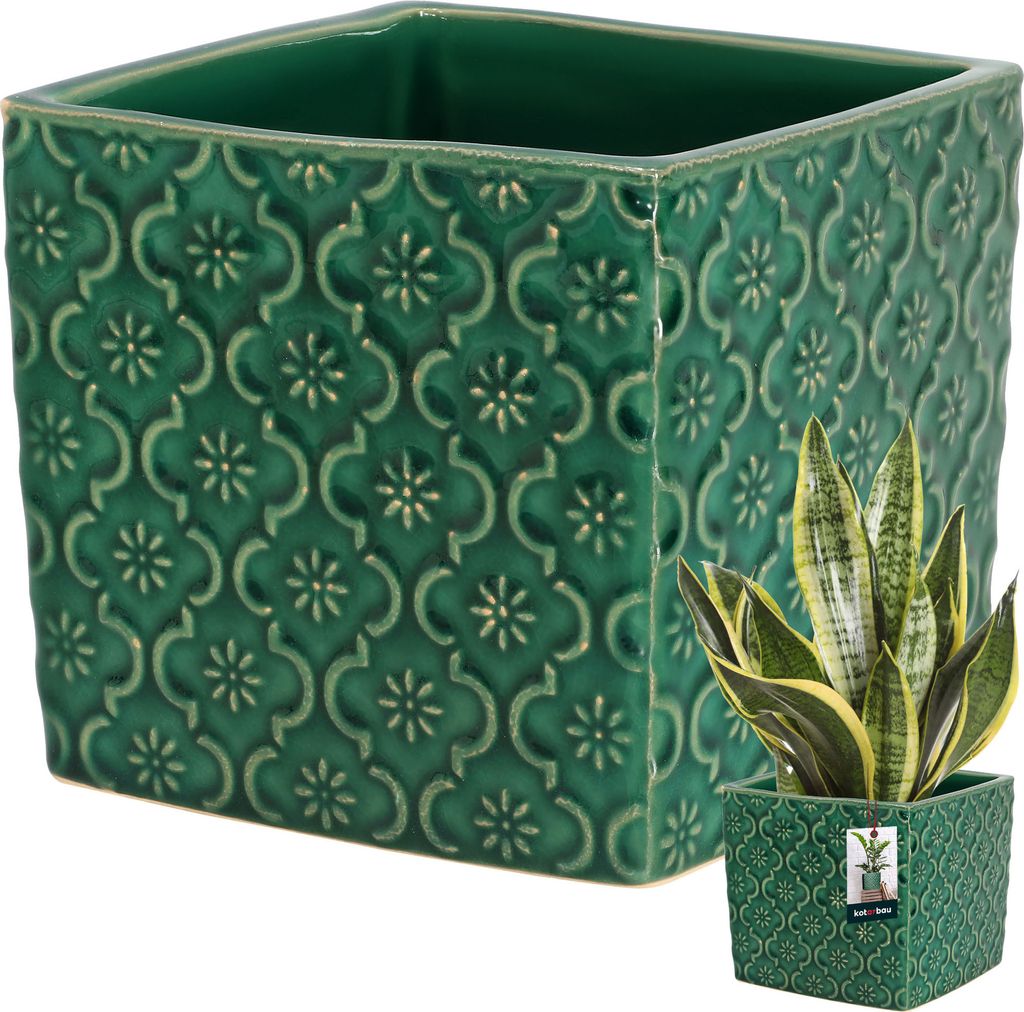 KOTARBAU® Céramique Pot de fleurs carré Vintage Turquoise Image du produit 