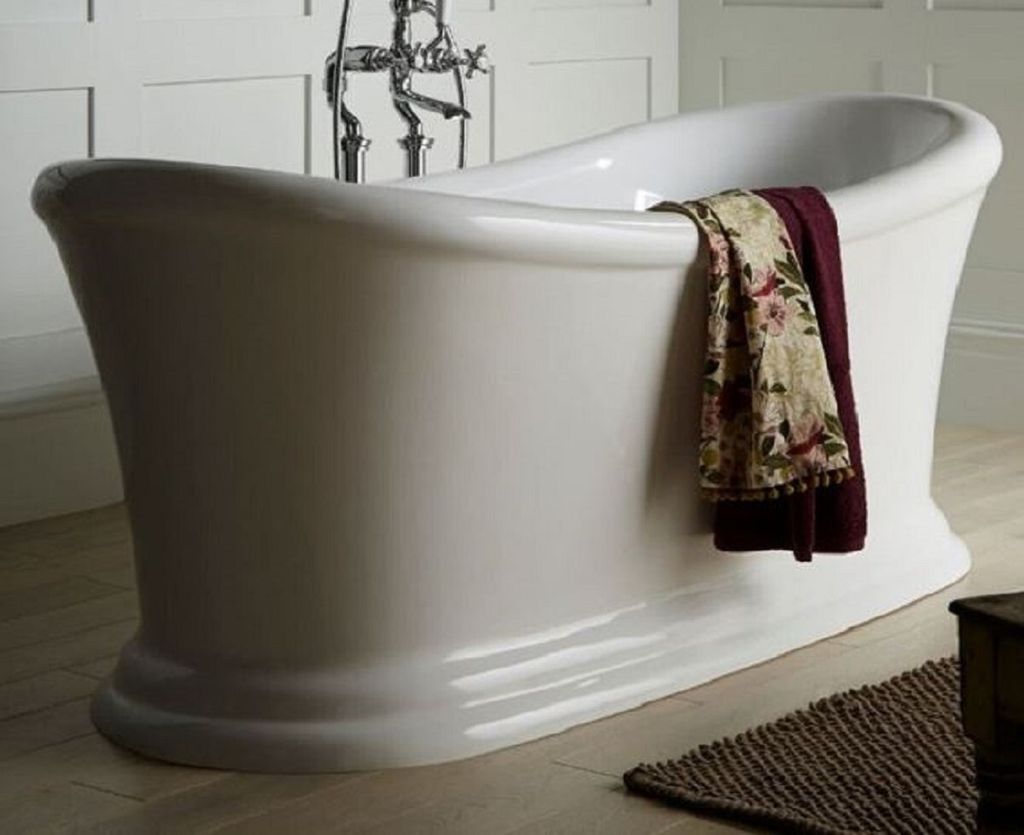 Casa Padrino Luxus Jugendstil Acryl Badewanne Weiß 164 x 70,5 x H. 71 cm - Gebogene freistehende Retro Antik Badewanne - Barock & Jugendstil Badez...
