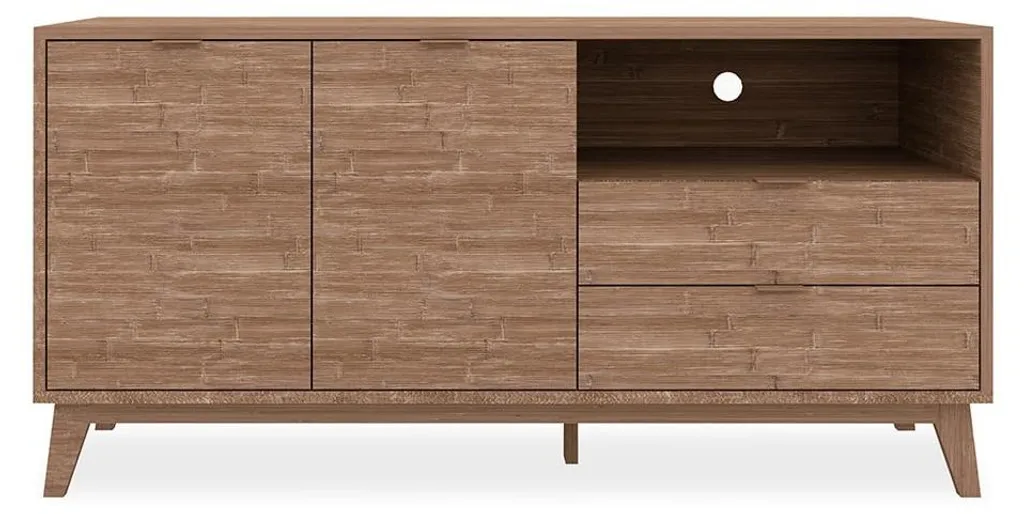 Meuble TV BUDAPEST 140 cm : fini le désordre avec ses 4 rangements bois