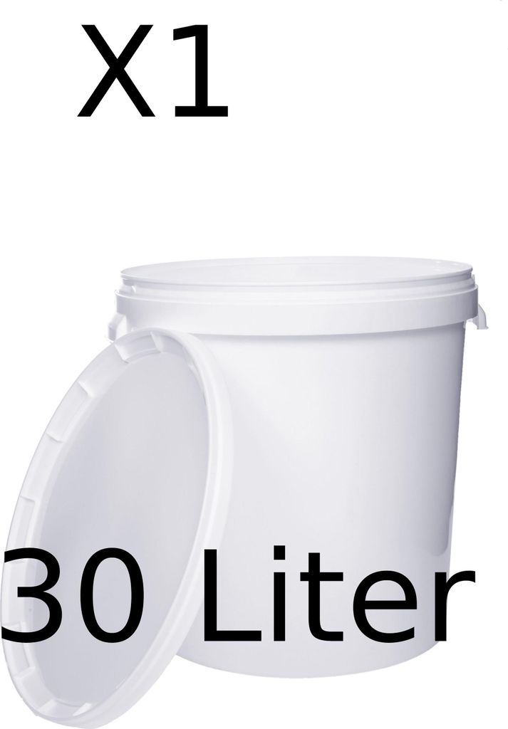 BenBow Eimer mit Deckel 30L x1 Weiß - lebensmittelecht, stabil, luftdicht, auslaufsicher, geruchsneutral - Plastikeimer mit Henkel - leer