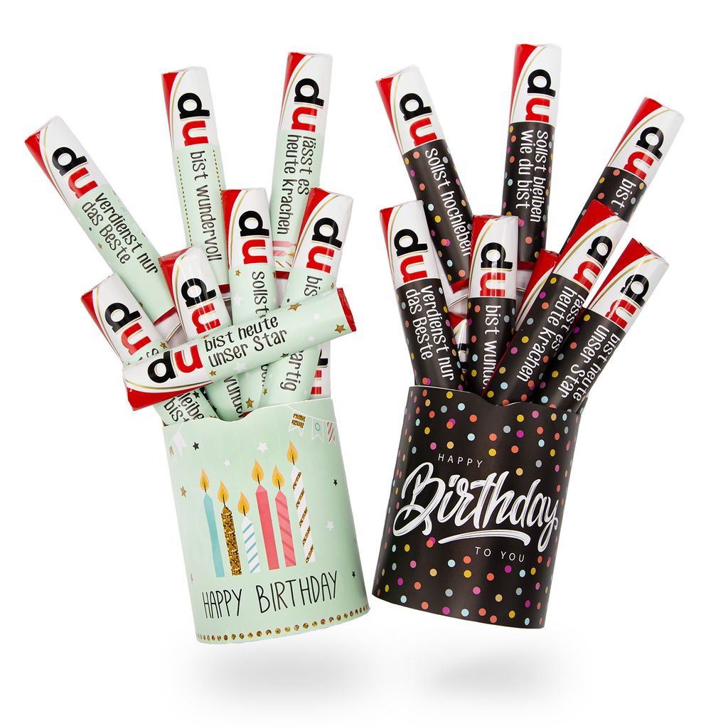 younikat Aufkleber-Set Happy Birthday Konfetti und Happy Birthday Mint passend für zwei Duplo Pralinen Packungen I dv1366