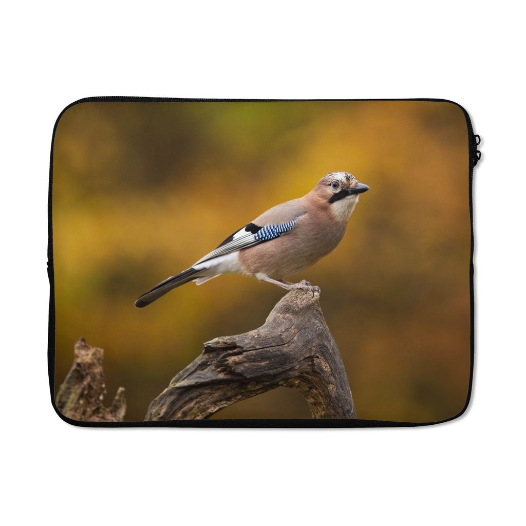 MuchoWow Laptop Hülle 15 Zoll Vogel - Zweig - Eichelhäher Laptoptasche - Laptoptasche - Sleeve - Rundum-Schutz
