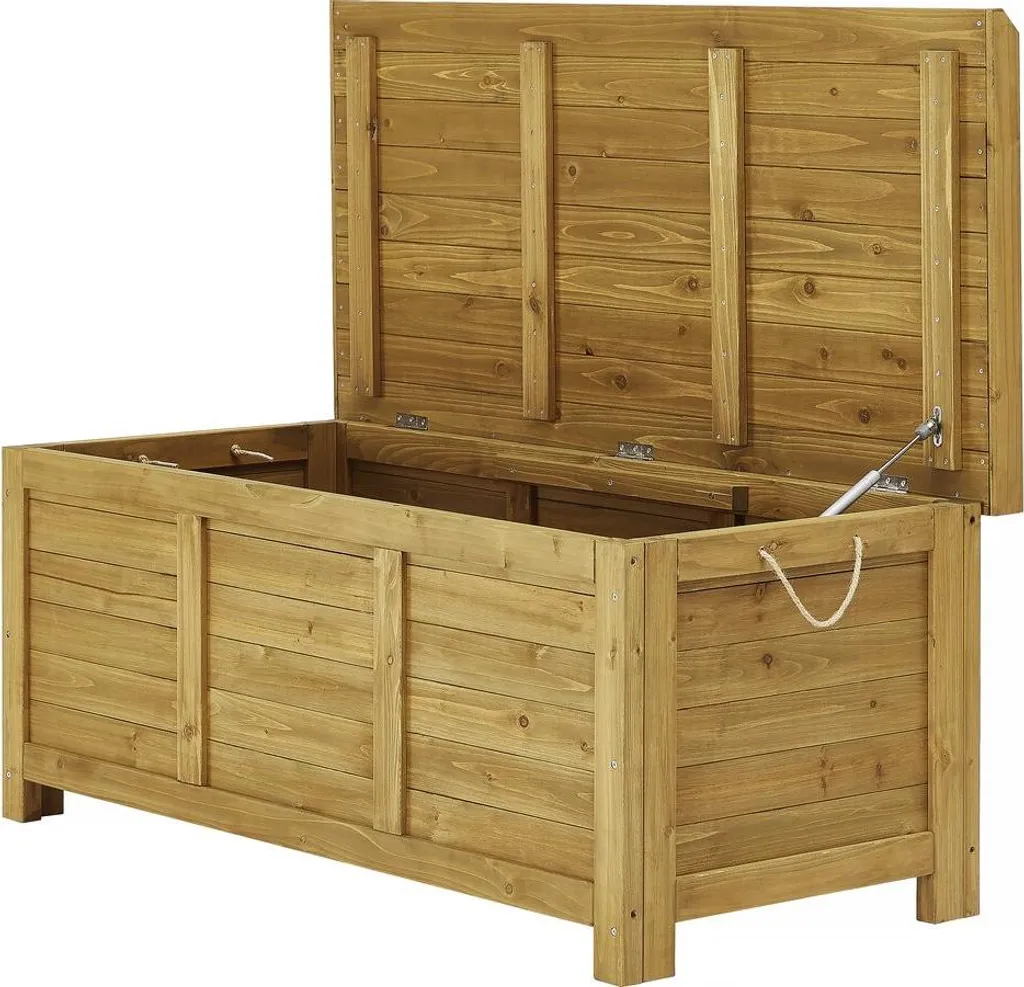 Coffre de jardin Gana pour coussins et outils - Bois marron 125 x 60 cm