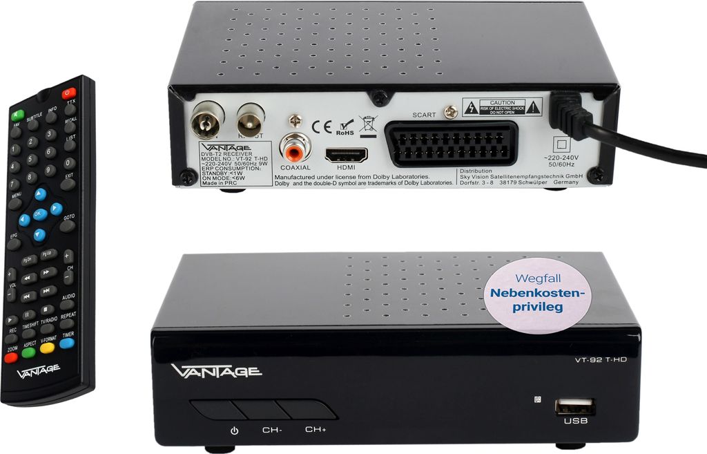 Vantage R8192, Satelitarny, Full HD, DVB-T, DVB-T2, 1920 x Zdjęcie produktu 