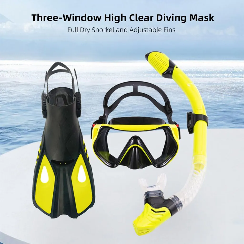 Kit snorkeling pour exploration marine : masque tuba sec et palmes S/M