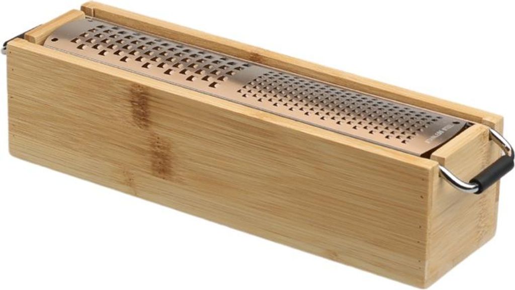 MOON HOME Parmesanreibe - Stargrate, Reibe aus Edelstahl, Käsereibe mit Auffangbehälter aus nachhaltigem Bambus/Holz,