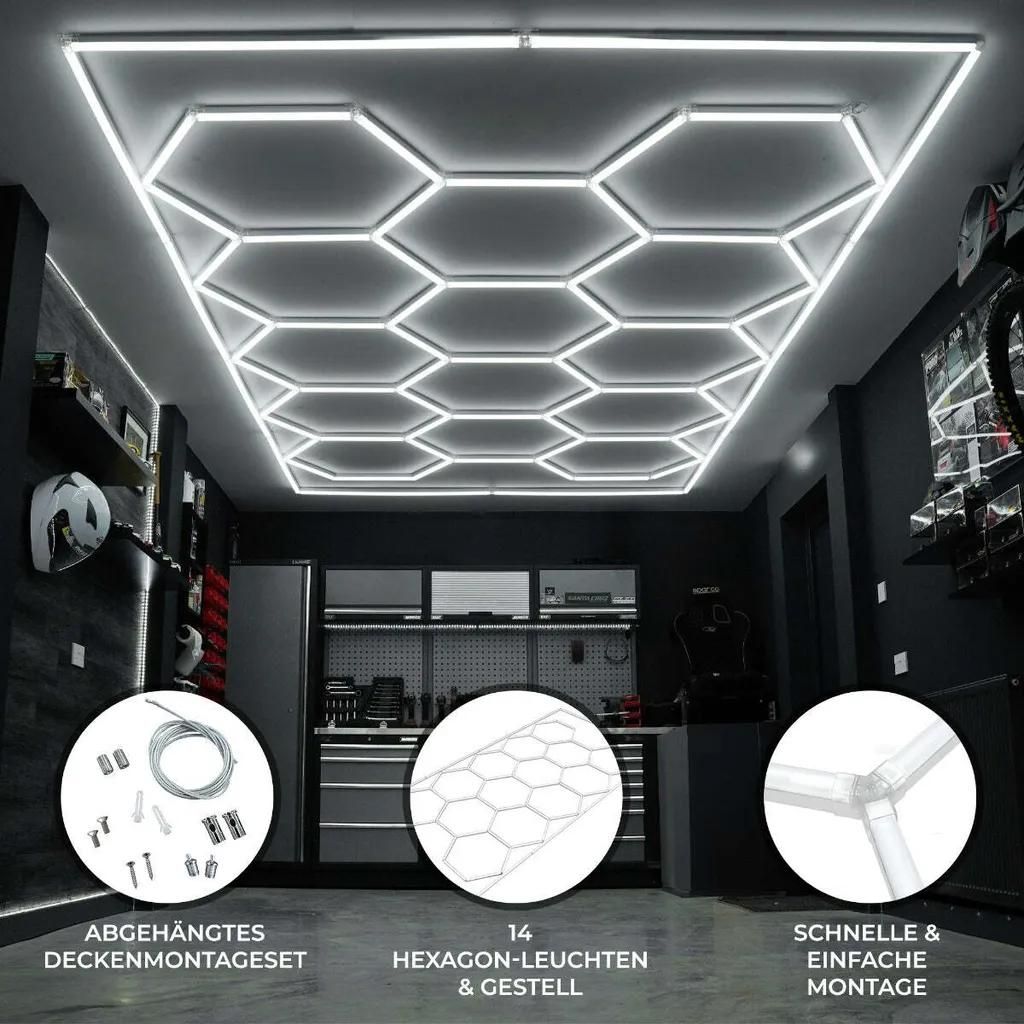 Hexagon LED Lampe 14 Leuchten & Gestell | Autogarage Produktbild 