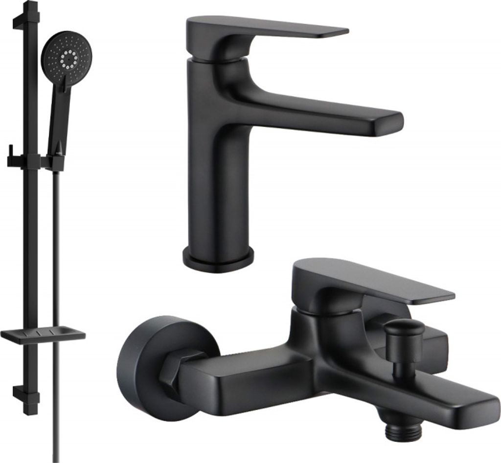 Mexen Lynx DQ40 Badewannenset, Schwarz - 745903DQ40-70