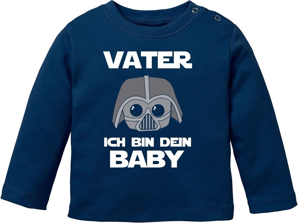 Baby Langarmshirt Vater ich bin dein Baby Baumwolle Babyshirt Jungen Mädchen lustig Spruch Nerd Longsleeve Shirt Moonworks navy 92/98 (16-24-Mon...