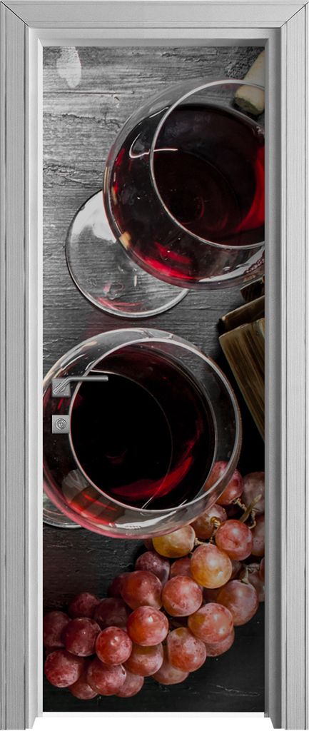 Tür Selbstklebende 70x210 cm Türfolie Türtapete Klebefolie - Rotwein im Glas