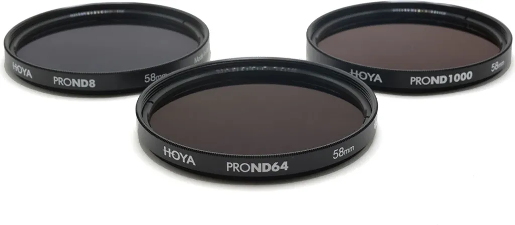 Kit de filtres photo 58mm Hoya Prond : 3 filtres ND pour pose longue