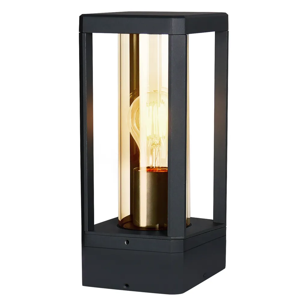 Borne lumineuse extérieure noire Cissus E27 pour balisage de jardin
