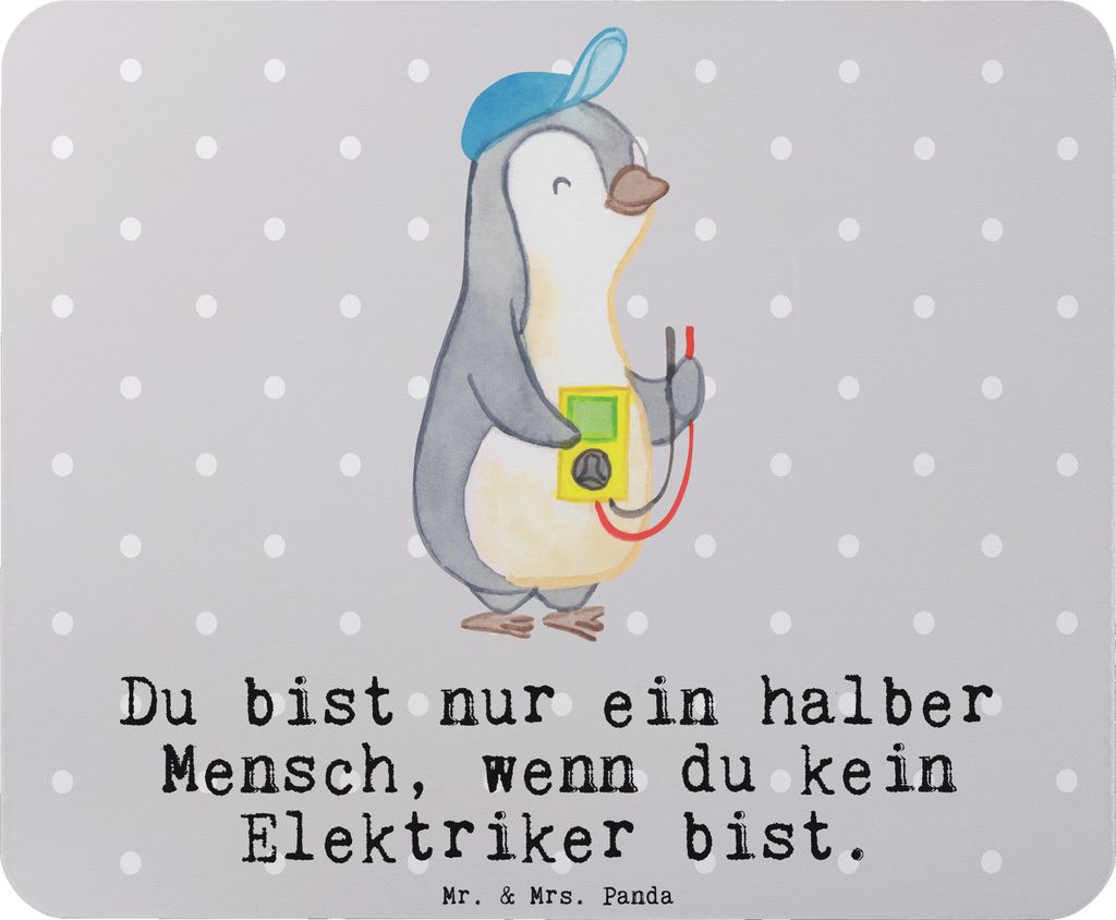 Mr. & Mrs. Panda Mouse Pad Elektriker Herz - Grau Pastell - Geschenk, Mauspad, Mousepad, Ausbildung, Elektrotechniker, pc, laptop, Spruch, notebook