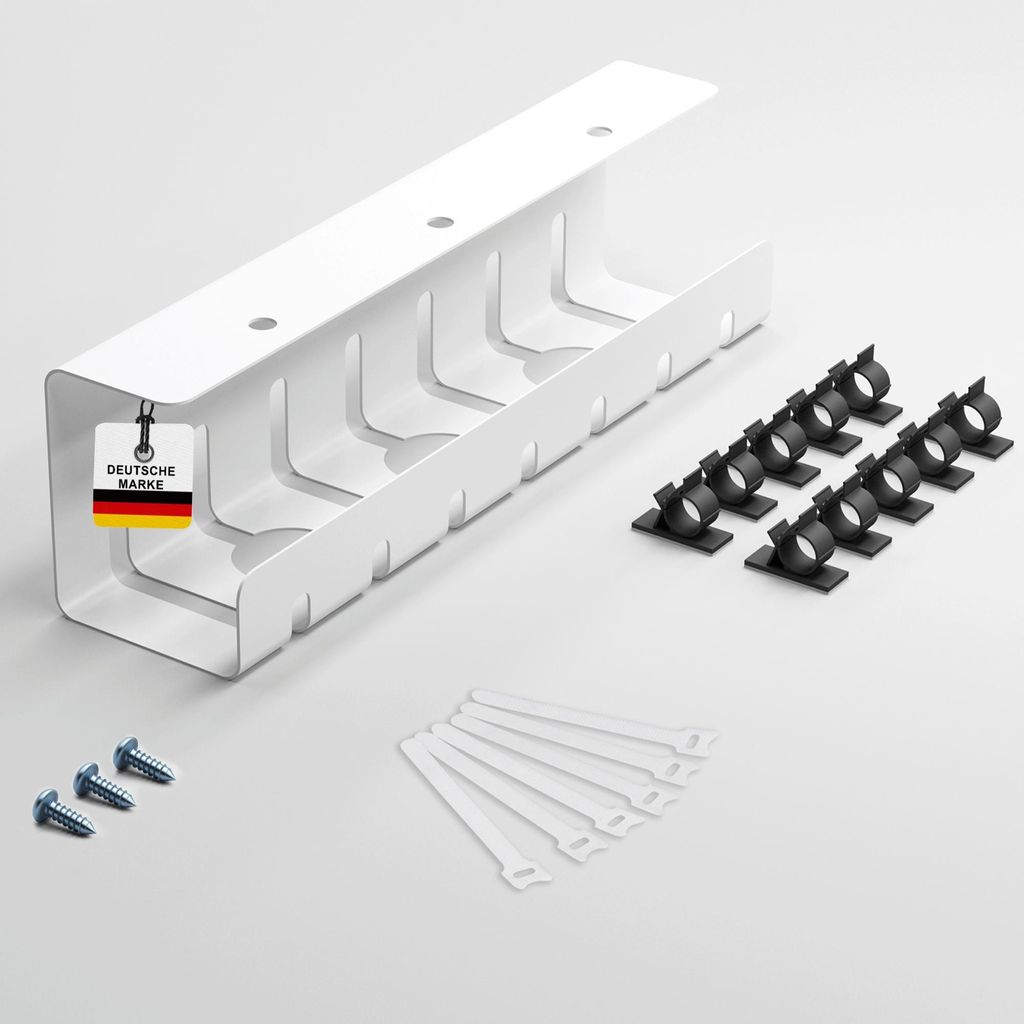 Albatros Kabelkanal Schreibtisch Weiß Komplettset - Produktbild 