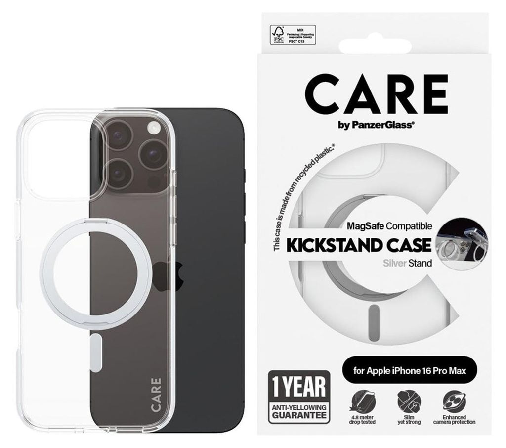 PanzerGlass CARE™ by ® Case Transparent w. Silver Kickstand Zdjęcie produktu 