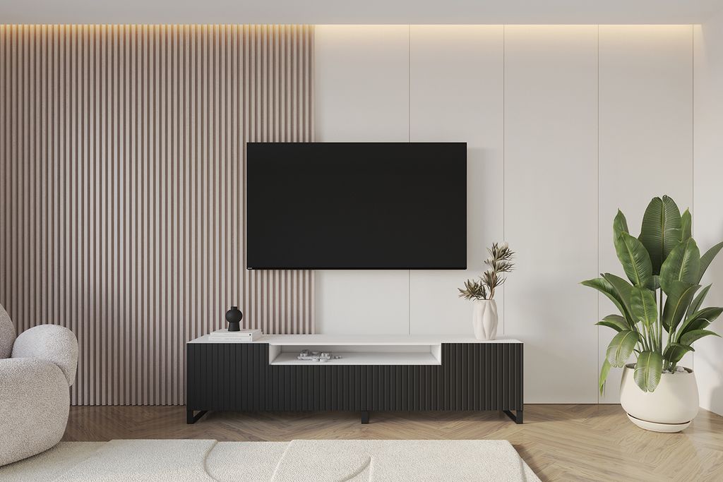 ALTDECOR TV-Schrank KITO-S mit Gefrästen Fronten 200x53x41 Lowboard, TV Möbel, TV Cabinet, Fernsehtisch, Fernseher Schrank, TV Kommode, TV Tisch,...