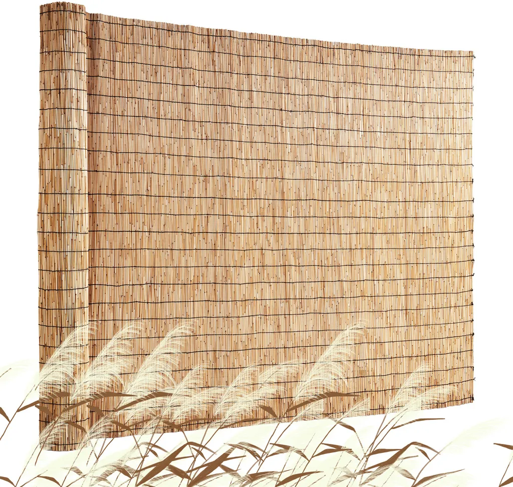 Clôture en Roseaux Tissés 1,2x5m, Brise-vue Résistant et Brise-vent
