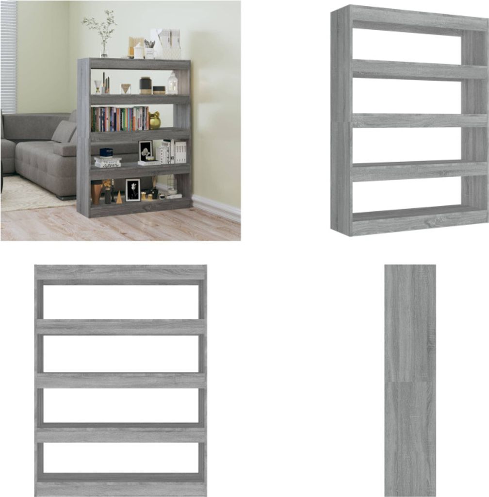 vidaXL Bücherregal/Raumteiler Grau Sonoma 100×30×135 cm - Bücherregal - Bücherregale - Bücherschrank - Lagerregal
