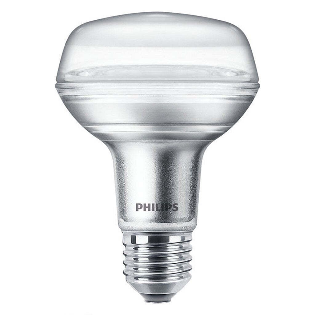 A Philips LED light bulb against a white background.