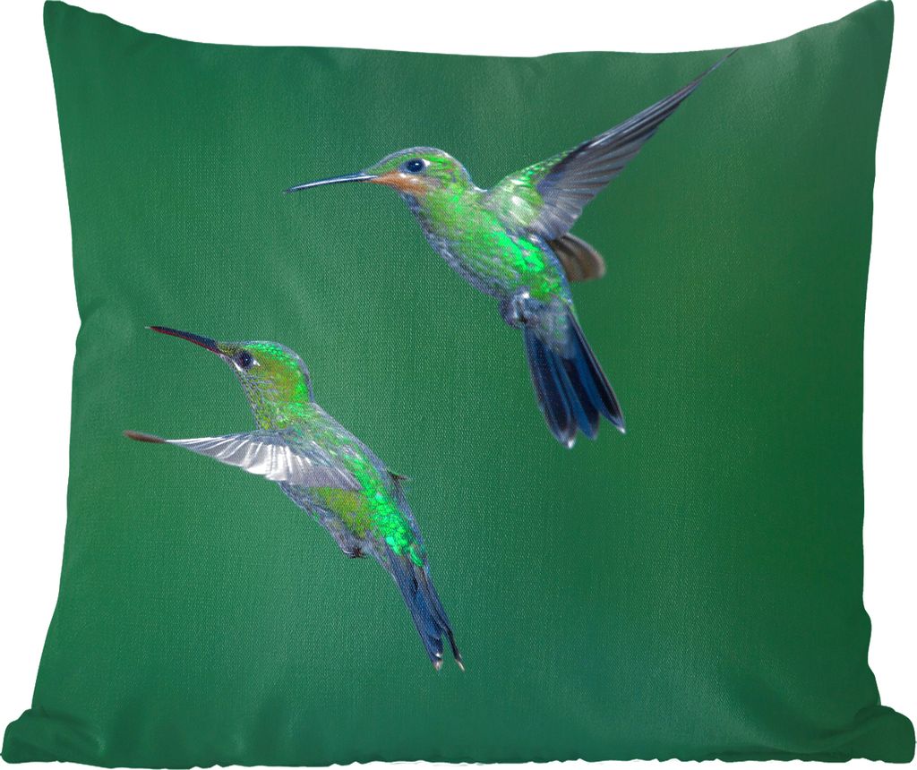 MuchoWow Zierkissen Sofakissen Wohnzimmer Dekokissen 60x60 cm Vögel - Kolibri - Grün - Sitzfläche - Foto Polster